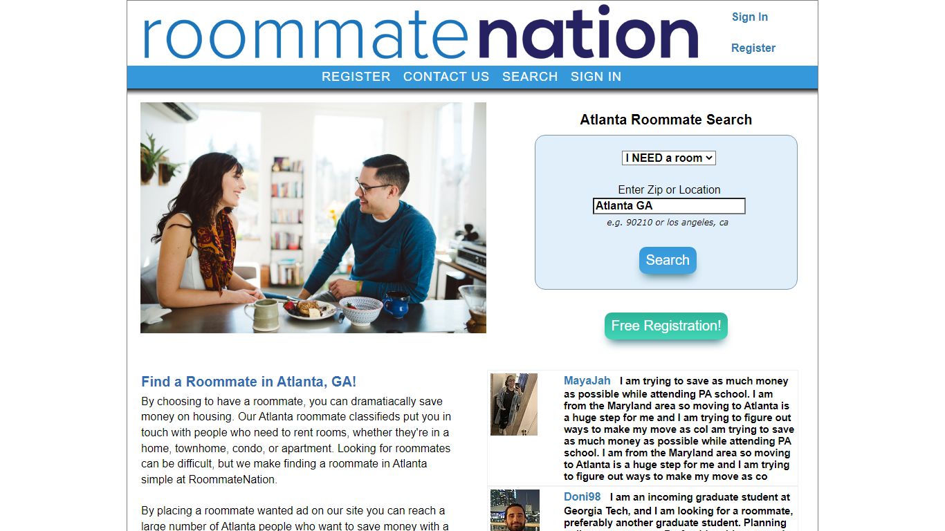 Atlanta Roommate Finder - Search Atlanta roommates in Georgia
